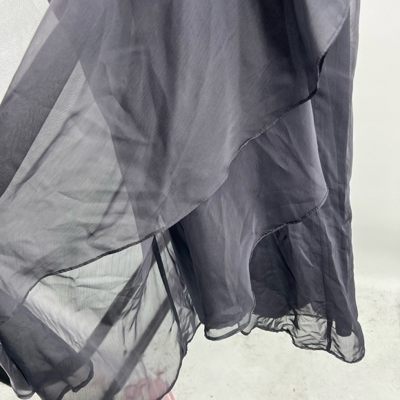 Adrianna Papell 10 gray evening gown formal pintuck ruffle flowy event party - Picture 8 of 10